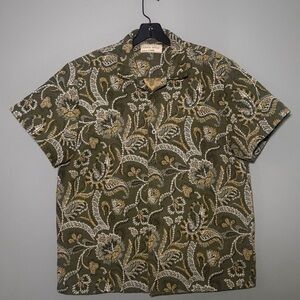 Sanctuary Olive Floral Short-Sleeve Button Down Shirt